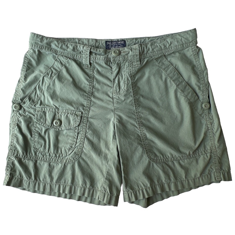Polo Jeans Ralph Lauren Shorts Cargo Olive Green‎ Utility Y2K Women M Gorpcore